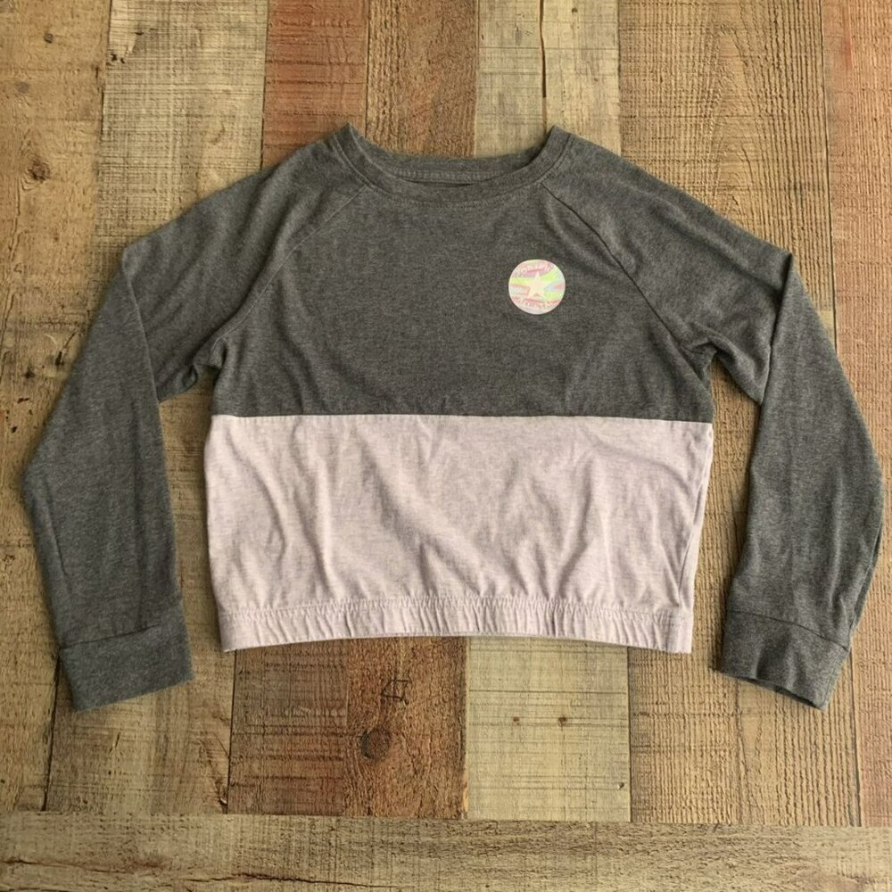Converse Girls Long Sleeve Crew Neck Shirt in gray and pink - S
